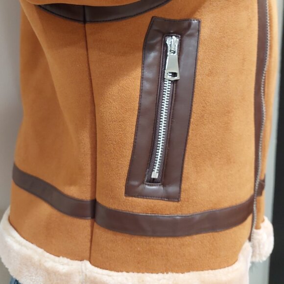 💋STUNNING!💋 FIERCE "Eskimo" Suede & Faux Silver Fox Fur Jacket in Burnt Umber - Picture 16 of 16